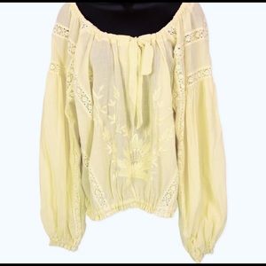 Free People Lemon Gela Summer Blouse